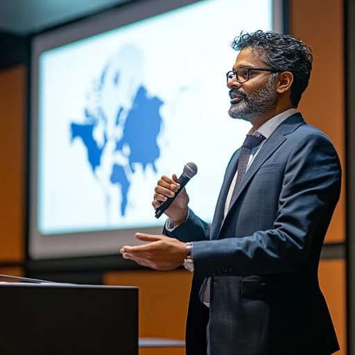Professional speaker at conference
